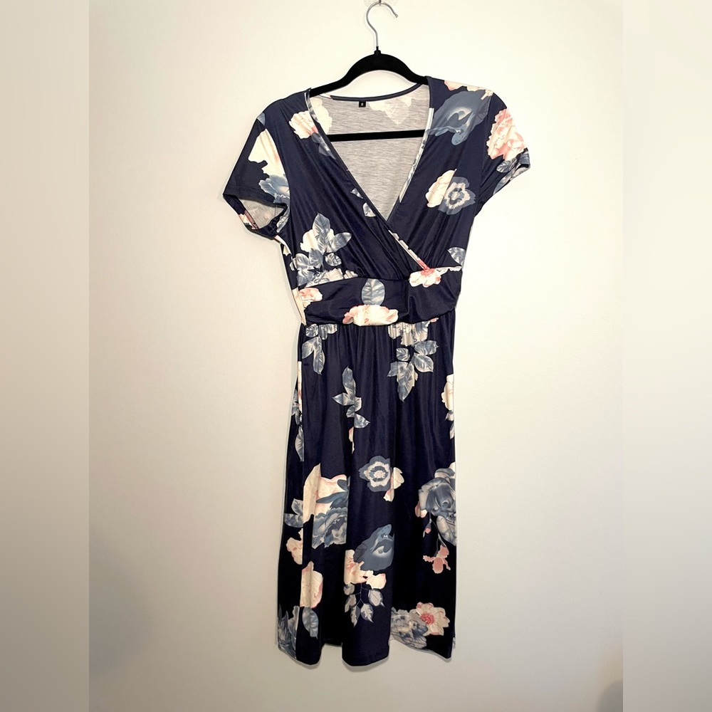 Pink and blue floral dress
